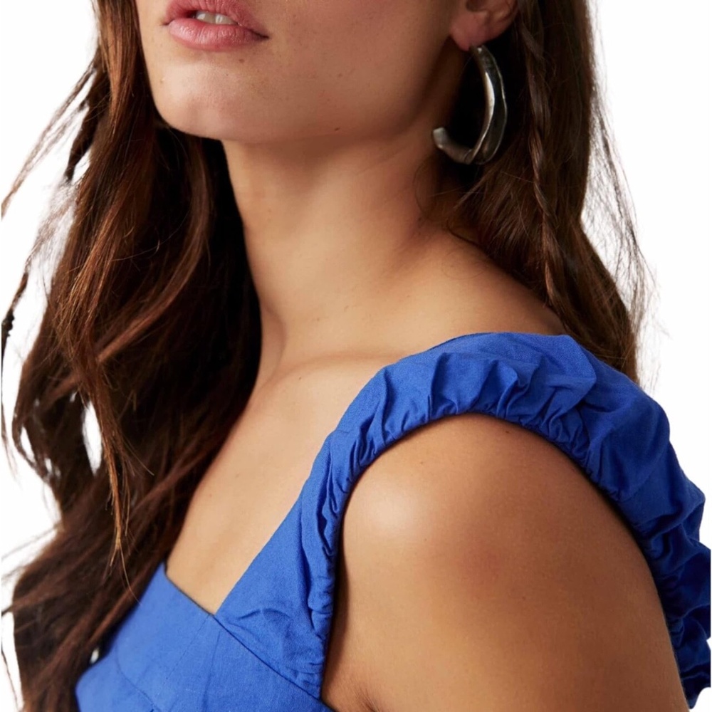 Free People Ashley Cropped Tank Top OB1716216 Mazarine Royal Blue Women's M NEW - Picture 2 of 6